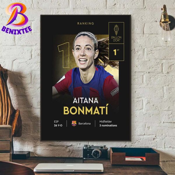 Aitana Bonmatí Barcelona Becomes Back-To-Back Winner 2024 The Women’s Ballon D’or Stays In Spain Home Decor Poster Canvas