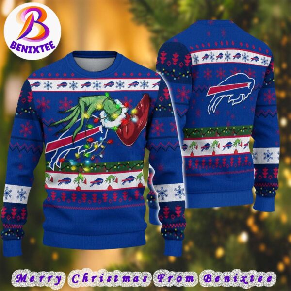 Buffalo Bills NFL Special Grinchs Hand Football 2024 Gift For Family Ugly Christmas Sweater