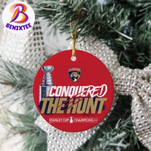 Florida Panthers Conquered The Hunt NHL Stanley Cup Champions 2024 Celebration Holiday Christmas Decorations Ornament