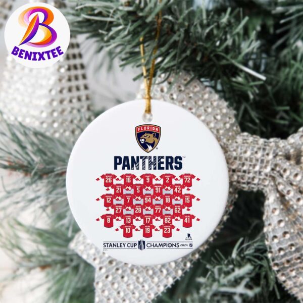 Florida Panthers Roster NHL 2024 Stanley Cup Champions Christmas Holiday Decorations Ornament