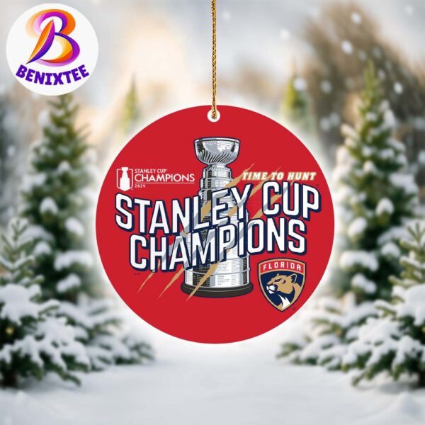 Florida Panthers Time To Hunt NHL 2024 Stanley Cup Champions Christmas Tree Decorations Ornament