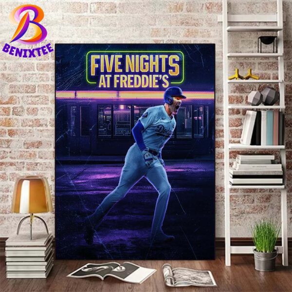 Freddie Freeman Five Nights At Freddie’s MLB World Series Games 2024 Home Decor Poster Canvas