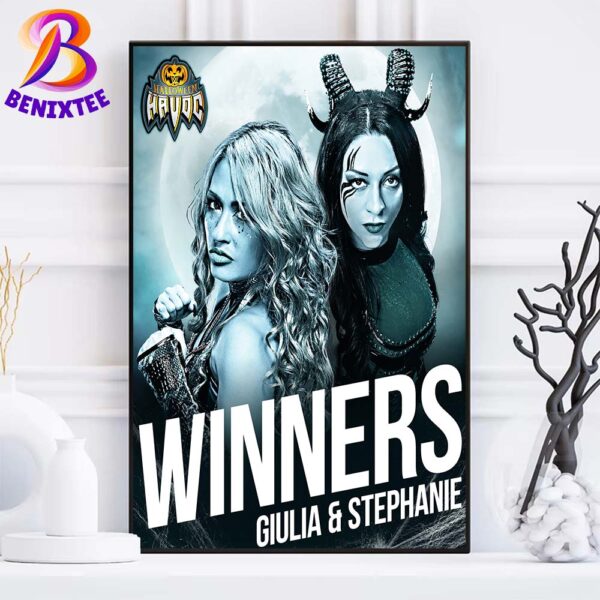 Giulia And Stephanie Winners WWE NXT Halloween Havoc 2024 Home Decor Poster Canvas