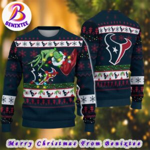 Houston Texans NFL Special Grinchs Hand Football 2024 Gift For Family Ugly Christmas Sweater