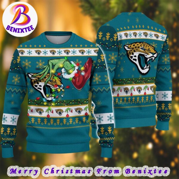 Jacksonville Jaguars NFL Special Grinchs Hand Football 2024 Gift For Family Ugly Christmas Sweater