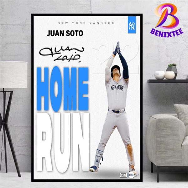 Juan Soto 22 New York Yankees MLB Home Run Signature Poster Canvas