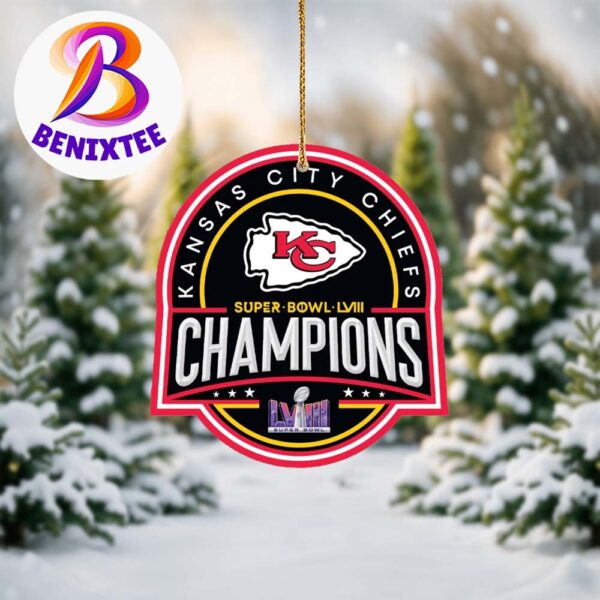 Kansas City Chiefs Super Bowl LVIII Champions 2024 Logo Christmas Tree Decorations Ornament