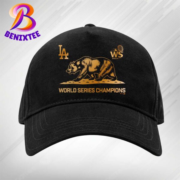 Los Angeles Dodgers Exclusive Cali Bear 2024 MLB World Series Champions Black Hat Snapback Classic Cap