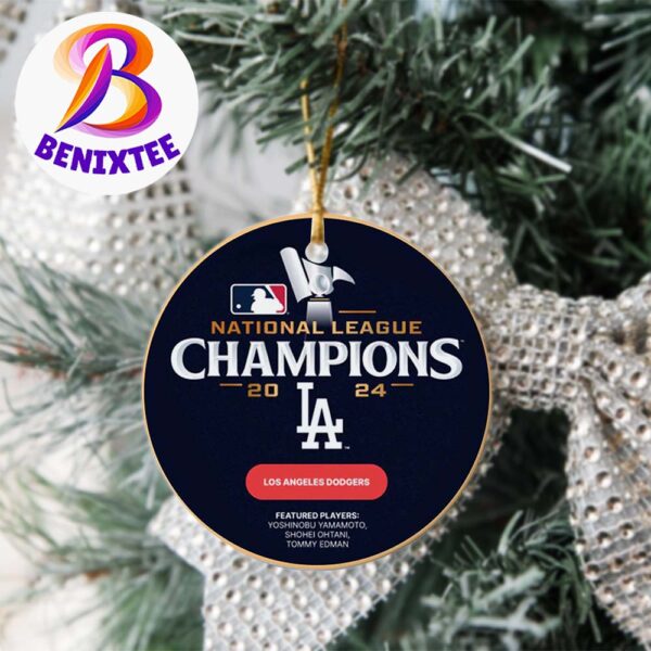 Los Angeles Dodgers National League Champions 2024 MLB World Series Featured Player Yoshinobu Yamamoto Shohei Ohtain And Tommy Edman Ornament