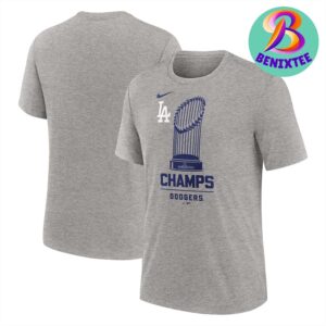 Los Angeles Dodgers Nike 2024 World Series Champions Tri-Blend Charcoal Premium T-Shirt