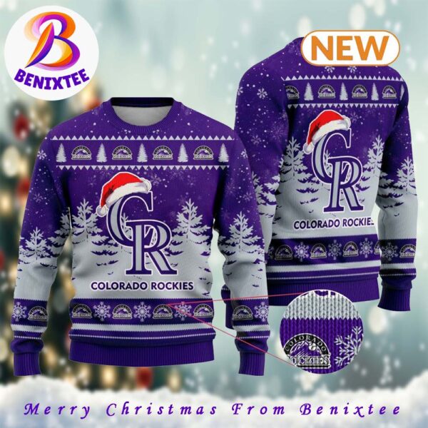 MLB Colorado Rockies 2024 Xmas Pattern Knitted Ugly Christmas Sweater