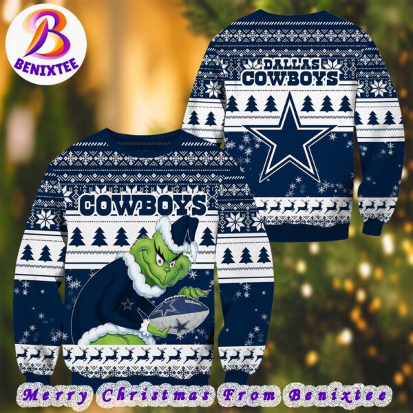 NFL Dallas Cowboys Football Grinch Gift For Men And Women 2024 Ugly Christmas Sweater