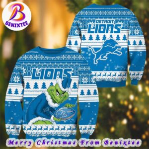 NFL Detroit Lions Football Grinch Gift For Men And Women 2024 Ugly Christmas Sweater