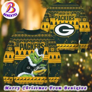 NFL Green Bay Packers Football Grinch Xmas Pattern Knitted Ugly Christmas Sweater