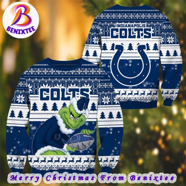 NFL Indianapolis Colts Football Grinch Xmas Pattern Knitted Ugly Christmas Sweater