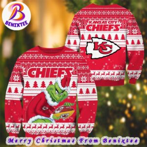 NFL Kansas City Chiefs Football Grinch Xmas Pattern Knitted Ugly Christmas Sweater