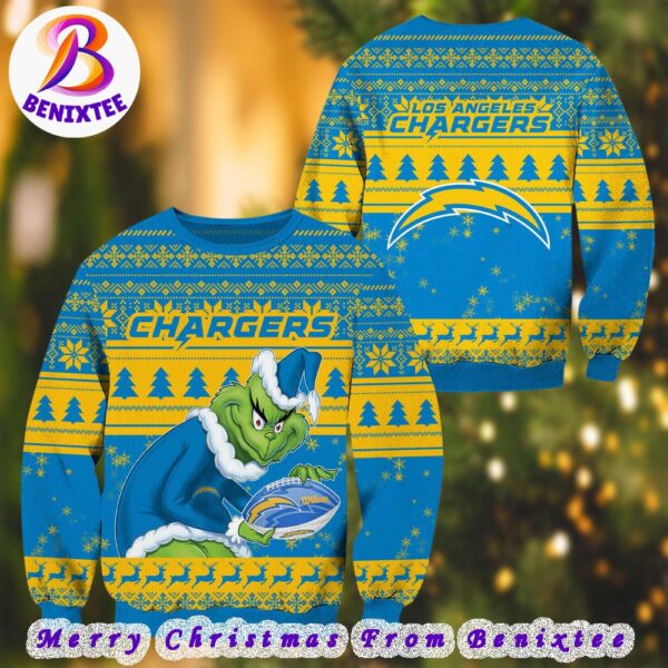 NFL Los Angeles Chargers Football Grinch Xmas Pattern Knitted Ugly Christmas Sweater