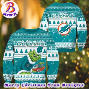 NFL Miami Dolphins Football Grinch Xmas Pattern Knitted Ugly Christmas Sweater