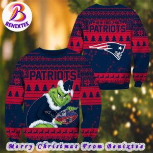 NFL New England Patriots Football Grinch Xmas Pattern Knitted Ugly Christmas Sweater