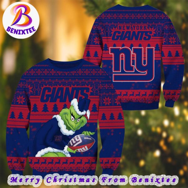 NFL New York Giants Football Grinch Xmas Pattern Knitted Ugly Christmas Sweater