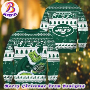 NFL New York Jets Football Grinch Xmas Pattern Knitted Ugly Christmas Sweater