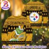 NFL Pittsburgh Steelers Football Custom Name Grinch Drink Up 2024 Gift For Holiday Ugly Christmas Sweater