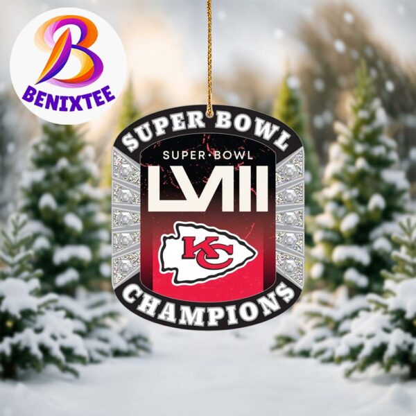 NFL Super Bowl LVIII 2024 Champions Kansas City Chiefs Holiday XMAS Christmas Decorations Ceramic Ornament