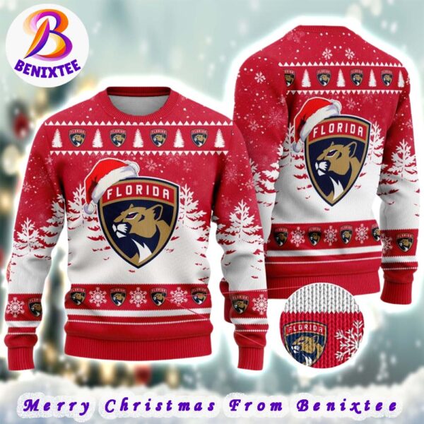 NHL Florida Panthers Santa Hat Logo Special Xmas Pattern Knitted Ugly Christmas Sweater