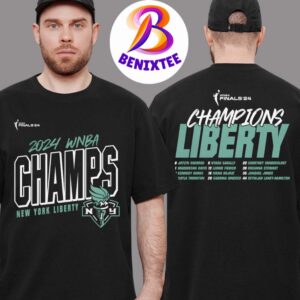 New York Liberty 2024 WNBA Finals Champions Roster List Team Two Sides Print T-Shirt