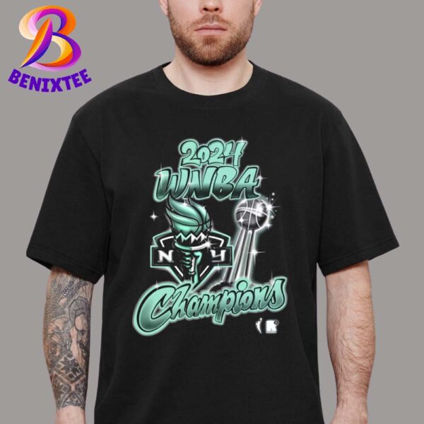 New York Liberty round21 Black 2024 WNBA Finals Champions Airbrush Premium T-Shirt