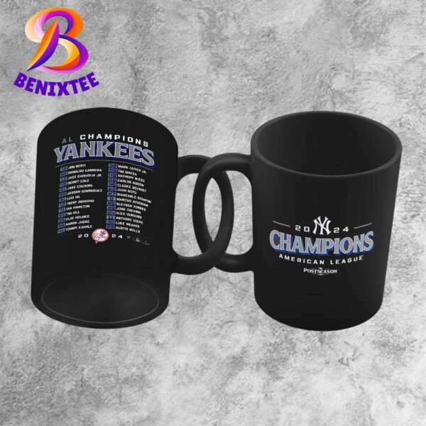 New York Yankees 2024 American League Champions MLB World Series Bloop Single Roster Ceramic Mug