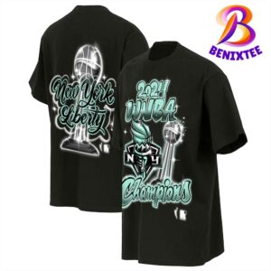 Official  2024 WNBA Finals Champions New York Liberty round21 Black Airbrush Two Sides Print Classic T-Shirt