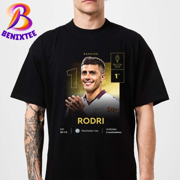 Rodri Becomes First Manchester City 2024 Player To Win The Ballon D’or Classic T-Shirt