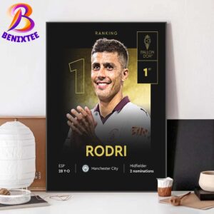 Rodri Becomes First Manchester City 2024 Player To Win The Ballon D’or Home Decor Poster Canvas