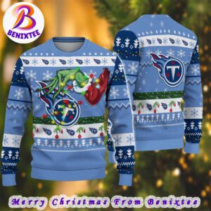 Tennessee Titans NFL Special Grinchs Hand Football Xmas Holiday Ugly Christmas Sweater