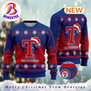 Texas Rangers MLB 2024 Xmas Pattern Knitted Ugly Christmas Sweater