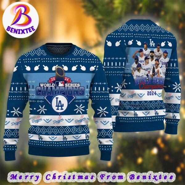 2024 MLB World Series Champions Los Angeles Dodgers Gift For Family Ugly Christmas Sweater