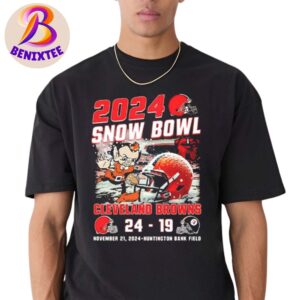 2024 Snow Bowl Cleveland Browns 24-19 Pittsburgh Steelers On November 21 2024 At Huntington Bank Field Unisex T-Shirt