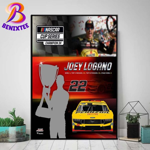 22 Joey Logano 2024 NASCAR Cup Series Champion 3X Wall Decor Poster Canvas