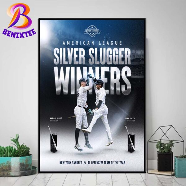 Aaron Judge And Juan Soto Team New York Yankees Winning The 2024 AL Offensive Team Of The Year Silver Slugger Award Poster Canvas