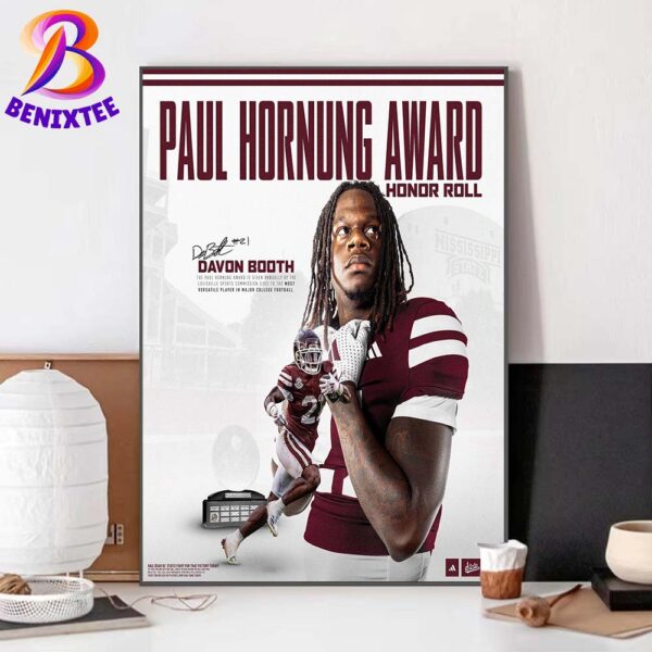 Congrats Davon Booth From Mississippi State Football Paul Hornung Award Honor Roll Home Decor Poster Canvas