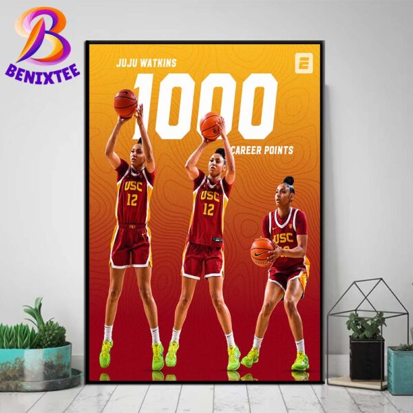 Congrats JuJu Watkins Reaches 1000 Career Points As USC Women It Only Took 38 Games Home Decor Poster Canvas