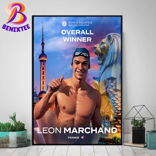 Congrats Leon Marchand World Aquatics Swimming World Cup Overall Winner 2024 Home Decor Poster Canvas