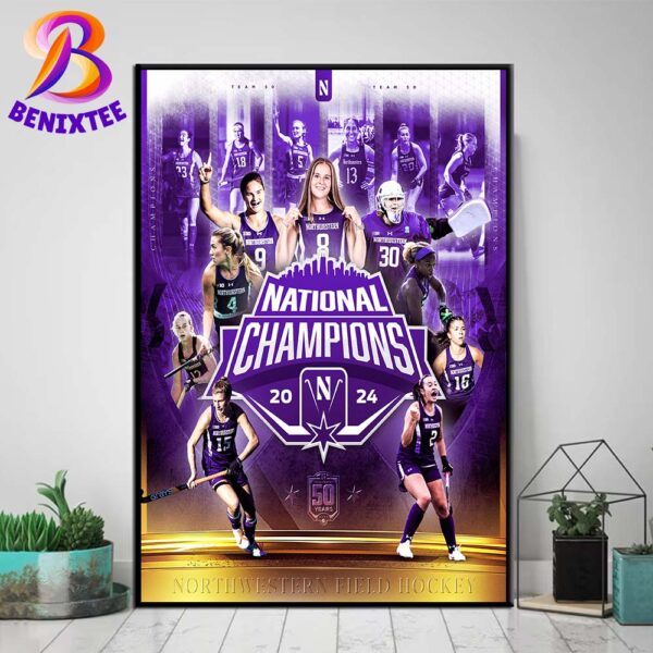 Congrats Northwestern Field Hockey NCAA Division I National Champions 2024 Home Decor Poster Canvas