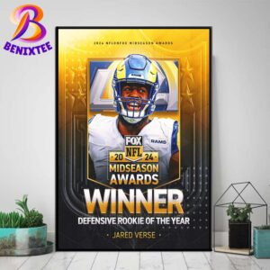 Congrats OLB Jared Verse Los Angeles Rams Winner 2024 Midseason Defensive Rookie Of The Year Home Decor Poster Canvas