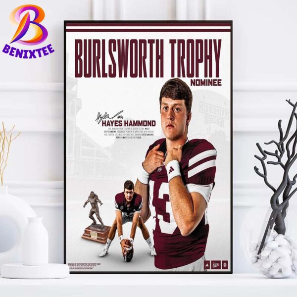 Congrats To Our Guy Hayes Hammond On His Nomination For The 2024 Burlsworth Trophy Home Decor Poster Canvas