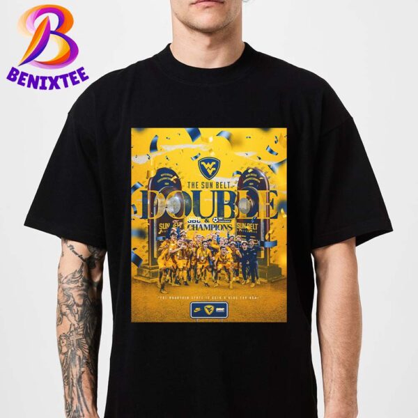 Congrats West Virginia Mountaineers The Sun Belt Double 2024 SBC Men’s Soccer Tournament Champions T-Shirt