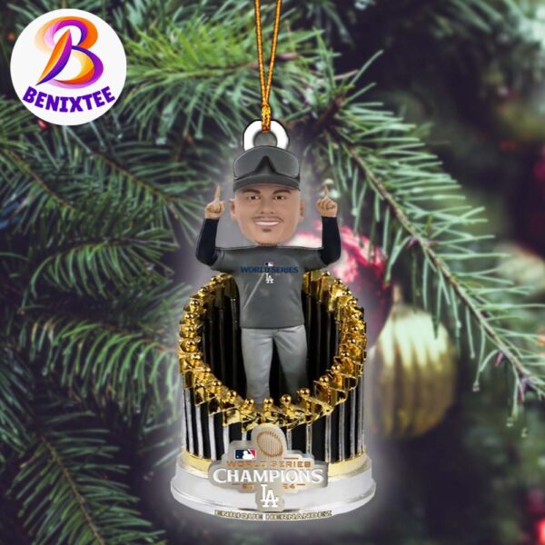 Enrique Hernandez Los Angeles Dodgers FOCO 2024 World Series Champions Player In Trophy Christmas Ornament