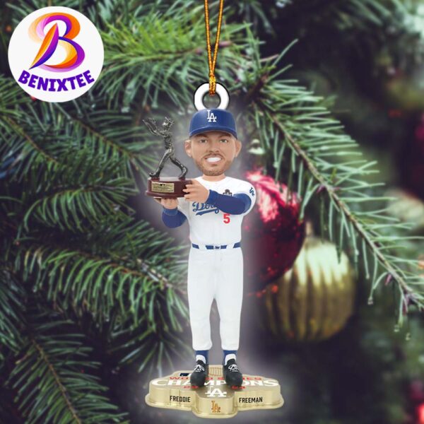 Freddie Freeman Los Angeles Dodgers FOCO 2024 World Series Champions MVP Fanatics Exclusive Christmas Holiday Decorations Ornament