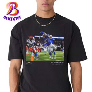 J K Dobbins 27 Los Angeles Chargers NFL Flash Features Week 11 On November 17 2024 Classic T-Shirt